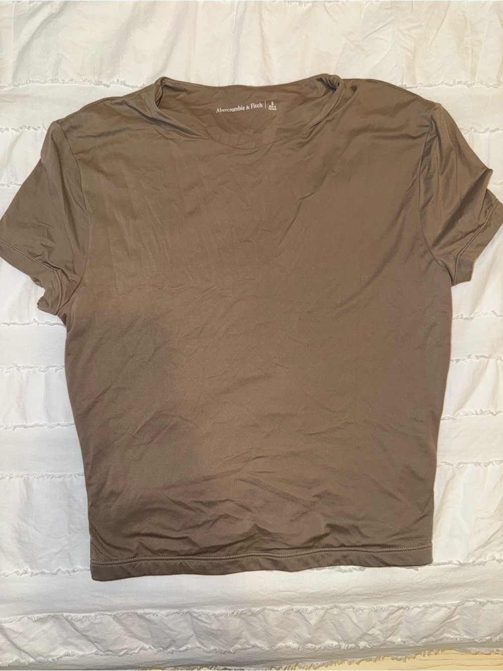 Abercrombie & Fitch Short Sleeve Crewneck Tee in Taupe